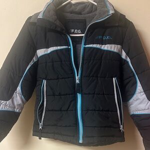 London Fog Black Jacket with Teal Highlights